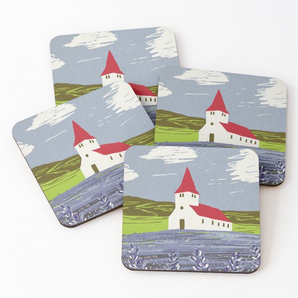 Item preview, Vík Church with Lupins designed and sold by fjaracreative.