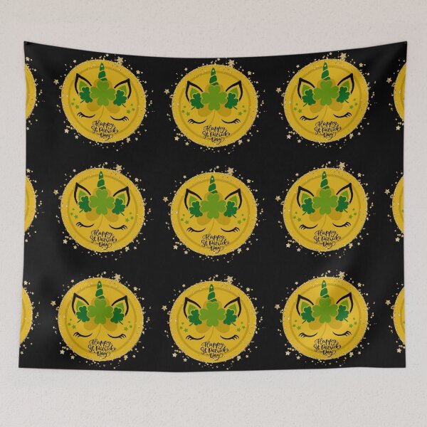 Item preview, Unicorn with green clovers on a gold coin. Enjoy St. Paddy's Day! designed and sold by UnCoverDesign.