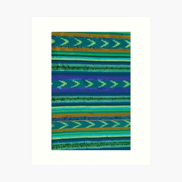 Aperçu de l'œuvre Couverture serape bleu vert, tissu rebozo d'art populaire mexicain, motif sud-ouest créée et vendue par T-Mex.