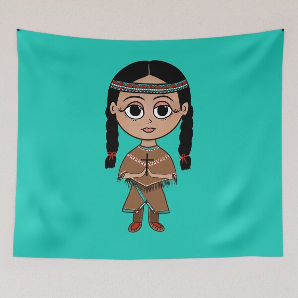 Item preview, Saint Kateri Tekakwitha Chibi Cute Catholic Saint Anime   designed and sold by TheCatholicLady.