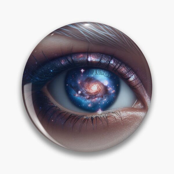 Item preview, Woman's face highlighting her eyes, with a galaxy reflection in her irises, merging beauty with the cosmos designed and sold by AndreaMart.