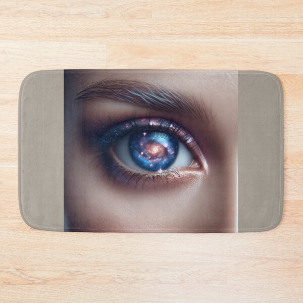 Item preview, Woman's face highlighting her eyes, with a galaxy reflection in her irises, merging beauty with the cosmos designed and sold by AndreaMart.