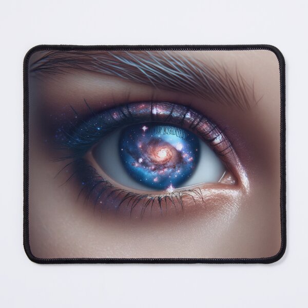 Item preview, Woman's face highlighting her eyes, with a galaxy reflection in her irises, merging beauty with the cosmos designed and sold by AndreaMart.