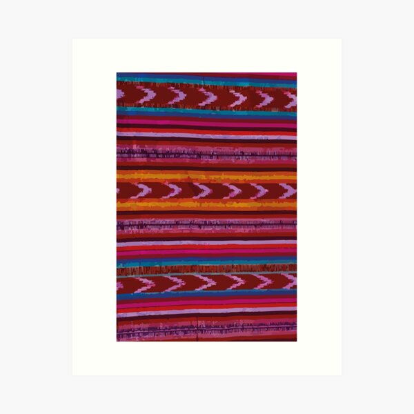 Aperçu de l'œuvre Couverture serape vermillon art populaire mexicain tissu rebozo motif sud-ouest créée et vendue par T-Mex.