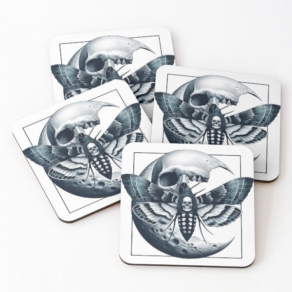 Item preview, Goth Spooky Skull Moth Moon designed and sold by TomFrontierArt.