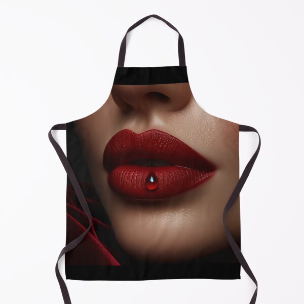 Item preview, Woman's lips, painted in a bold shade of red, slightly parted, with a single drop of dew, against a backdrop of deep velvet designed and sold by AndreaMart.