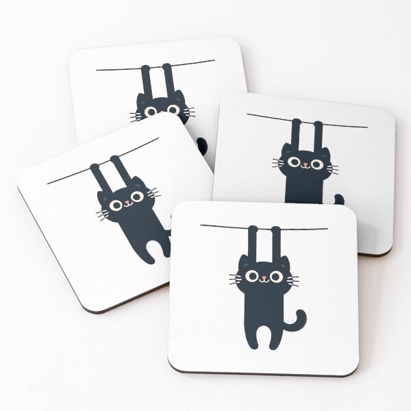 Item preview, Playful Black Cat Dangling in Minimalist Artistic Illustration designed and sold by DethLock.