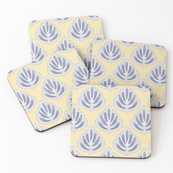 Item preview, Artsy leaf cornflower blue gray and yellos designed and sold by Sharilea.