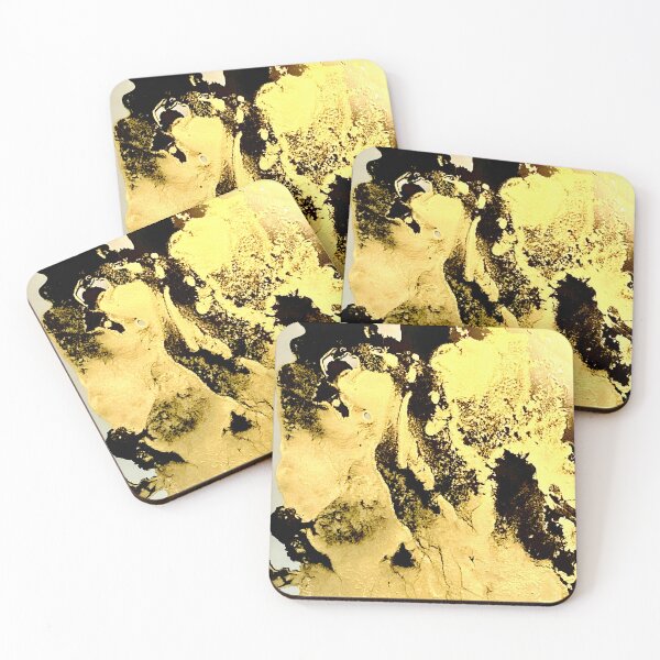 Item preview, Gold black pour paint design designed and sold by Aroeldesigns.