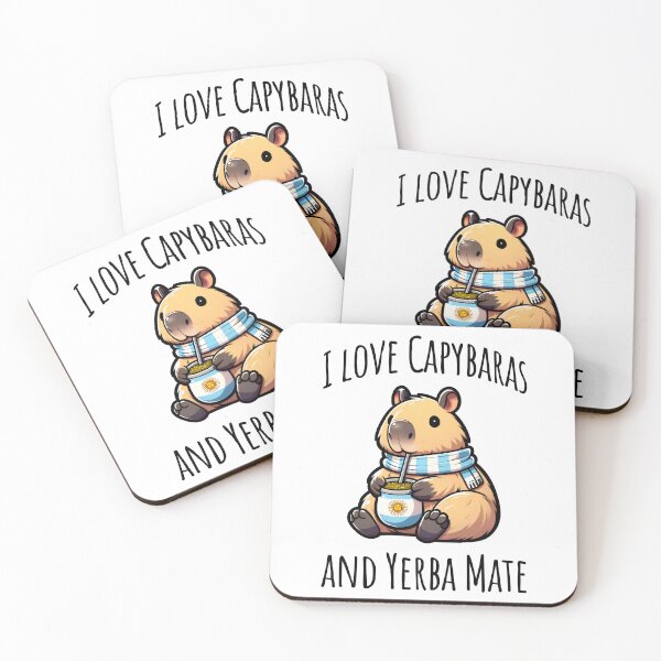 Item preview, I Love Capybaras and Yerba Mate, cute capybara drinking Argentinian tea designed and sold by LuxindaSwirl.