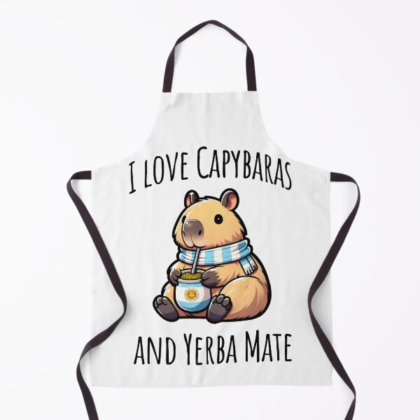 Item preview, I Love Capybaras and Yerba Mate, cute capybara drinking Argentinian tea designed and sold by LuxindaSwirl.