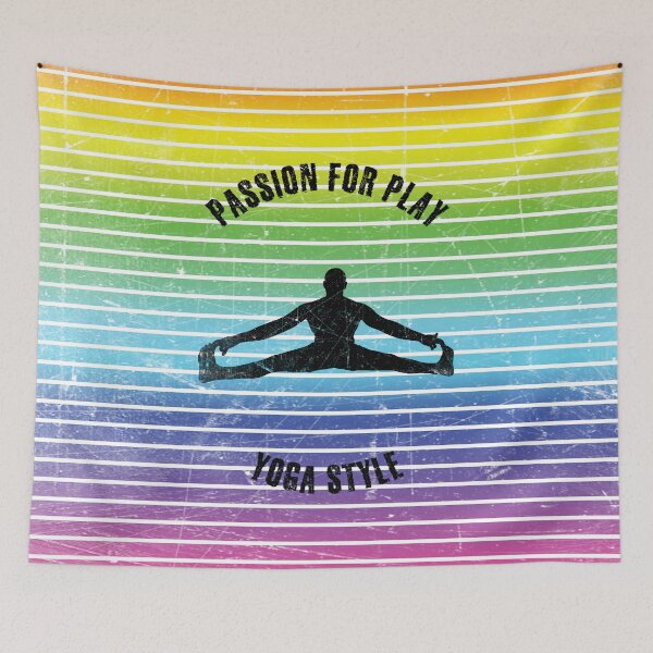 Item preview, Black silhouette of a man practicing yoga with his legs apart designed and sold by HarridanCreates.