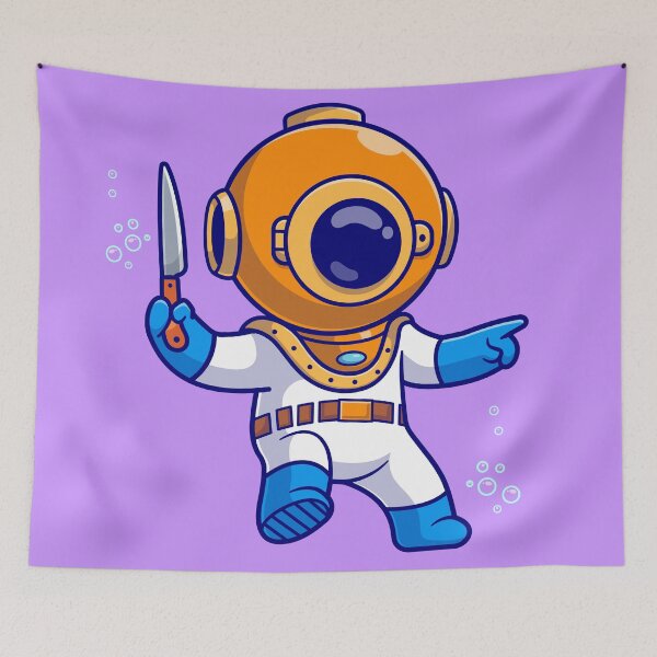 Item preview, Underwater Explorer: Cute Diver with Knife designed and sold by hjian8219.