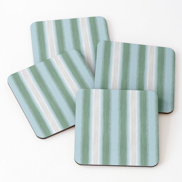 Item preview, Artsy Stripe coordinate with artsy leaf in green and robins egg blue designed and sold by Sharilea.