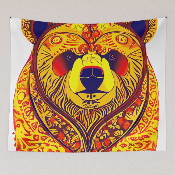 Item preview, Yellow Grizzly Bear in the Style of Folk Art - dePace' designed and sold by mrpropcake.