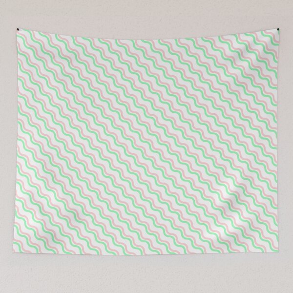 Item preview, Green & Peach Double Wave Line Seamless Prolific Pattern designed and sold by Alchemy-A-La-G.