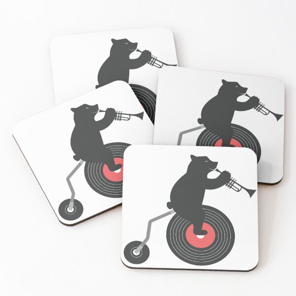 Item preview, Black Bear with his Trumpet on Penny farthing Bike designed and sold by thewishdesigns.