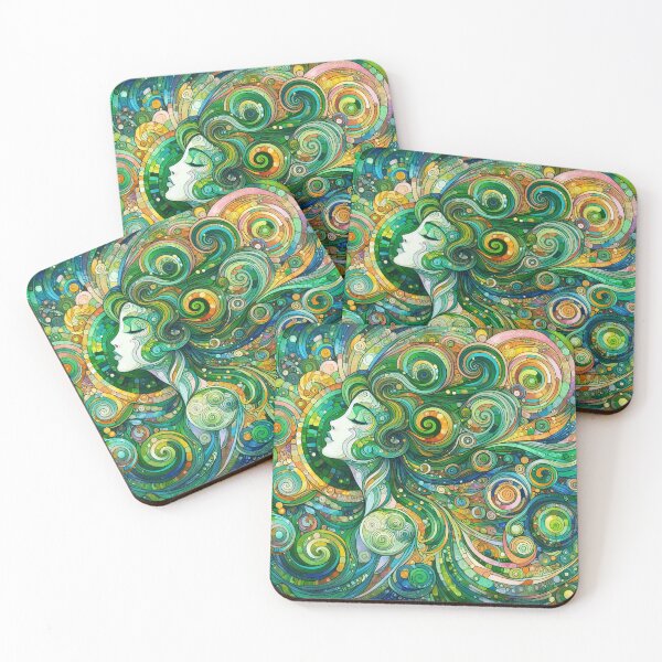 Item preview, Mujer verde remolino designed and sold by HarmonyandSage.