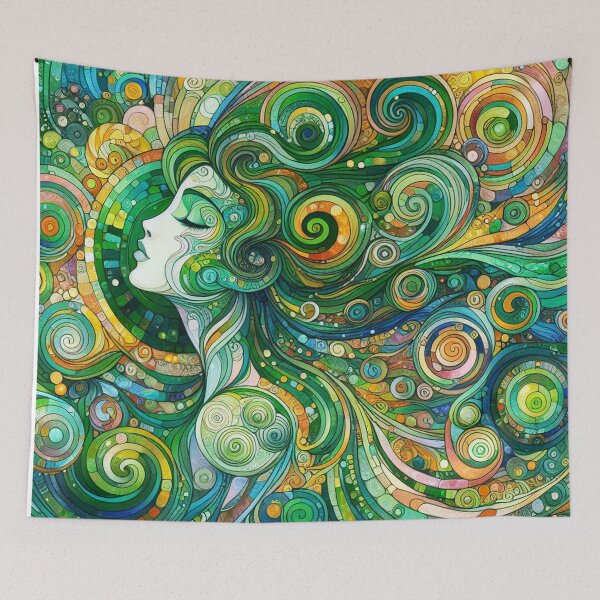 Item preview, Mujer verde remolino designed and sold by HarmonyandSage.