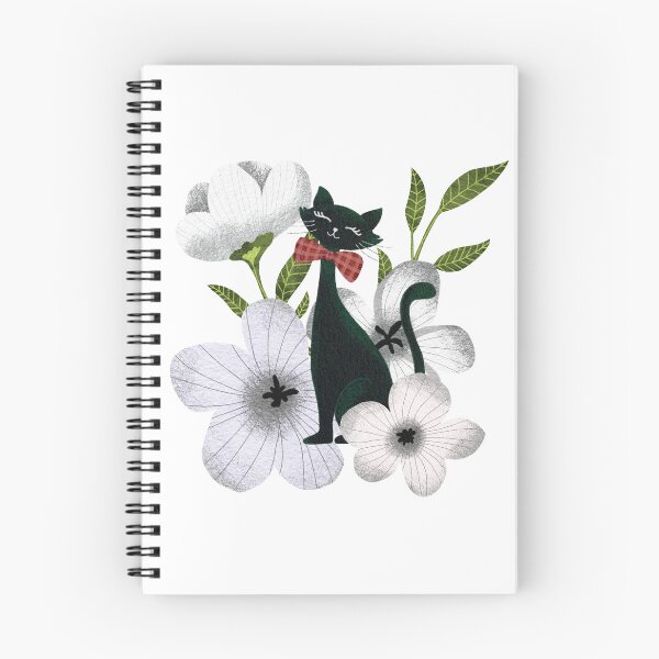 Item preview, Elegant black cat with white flowers designed and sold by pinkyfish1010.