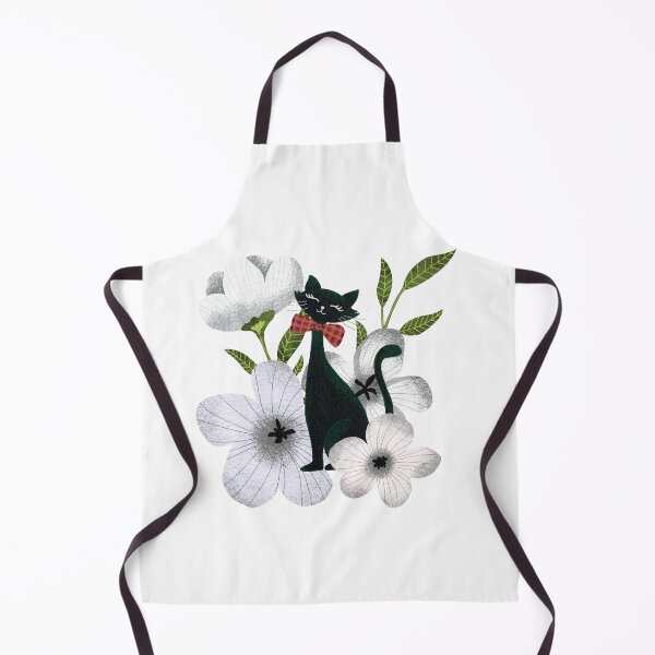 Item preview, Elegant black cat with white flowers designed and sold by pinkyfish1010.