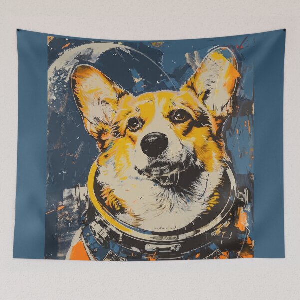 Item preview, Vintage corgi dog astronaut portrait designed and sold by etherElric.