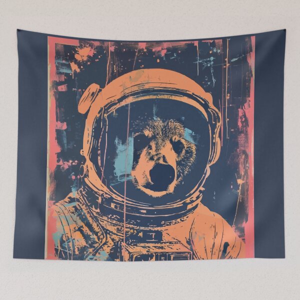 Item preview, Vintage and vivid bear astronaut portrait designed and sold by etherElric.