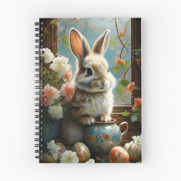Item preview, Easterbunny with detailed painted eggs and delicate flowers designed and sold by MissQuiss.