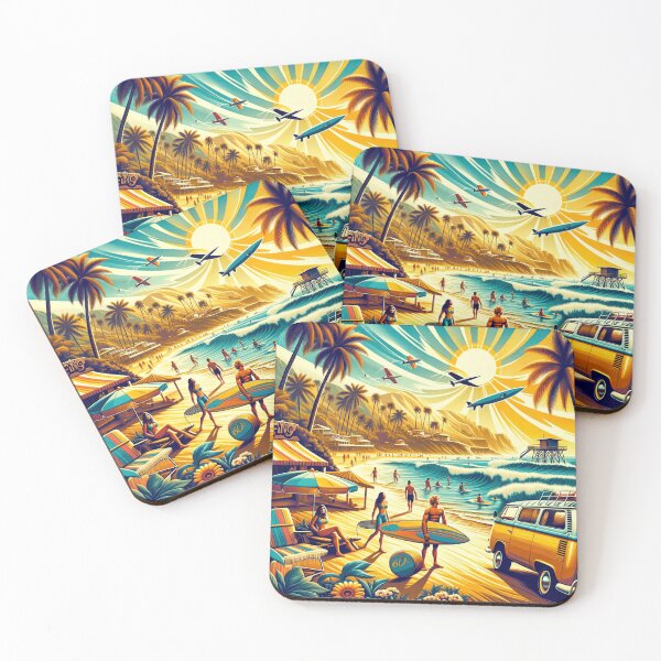 Item preview, 60s Style Surfing Beach Summer Jamming designed and sold by Emoji Emblems.