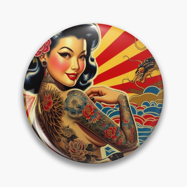 Item preview, Vintage Oriental Tattoo Girl designed and sold by PulpVintage.