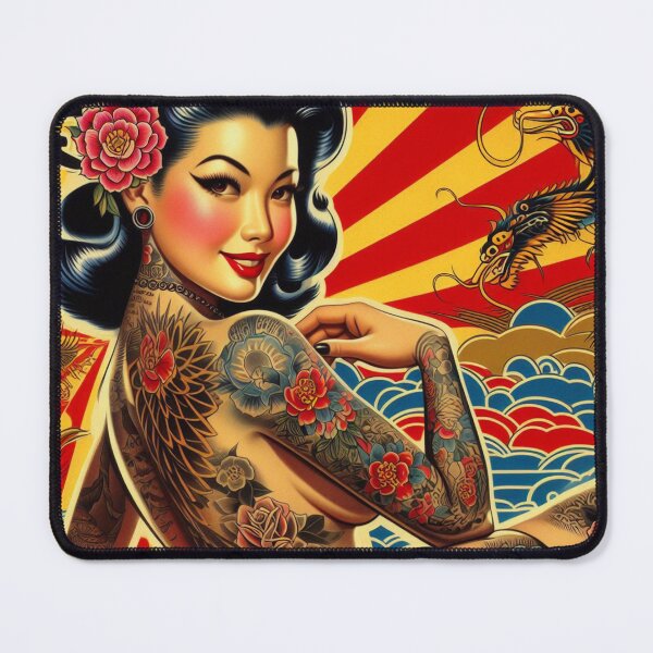 Item preview, Vintage Oriental Tattoo Girl designed and sold by PulpVintage.