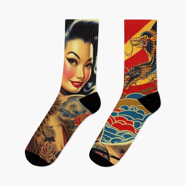 Item preview, Vintage Oriental Tattoo Girl designed and sold by PulpVintage.