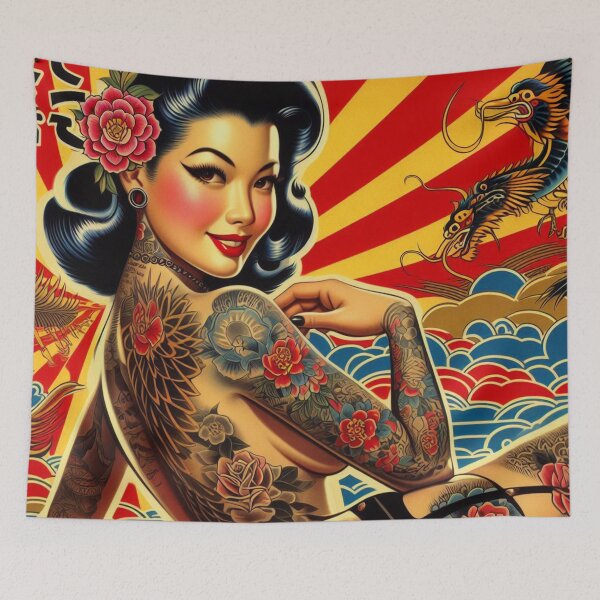 Item preview, Vintage Oriental Tattoo Girl designed and sold by PulpVintage.