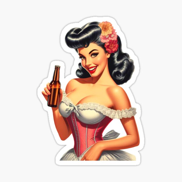 Item preview, Vintage Beer Pin-up designed and sold by PulpVintage.