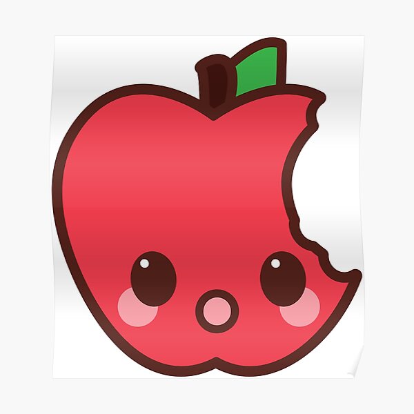 Poster Kawaii Happy Apple Dessin Anim Mignon Chibi Fruit Par Susurrationstud Redbubble