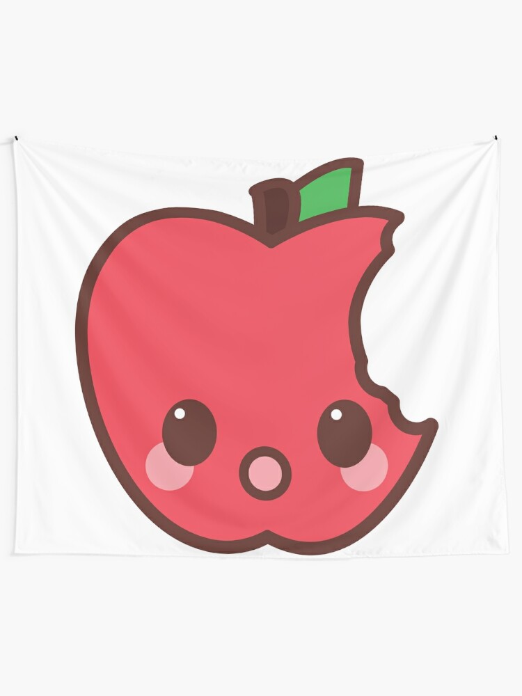  Kawaii  Happy Apple Cute Cartoon Chibi Fruit Tapestry by 