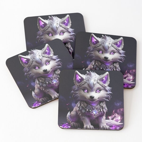 Item preview, White Wolf Cub With Violet Details designed and sold by ThralStore.