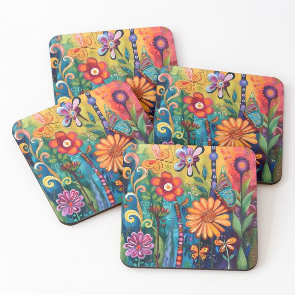 Artikelvorschau, Acrylgemälde mit bunten Schmetterlingen und Blumen entworfen und verkauft von dcrc.