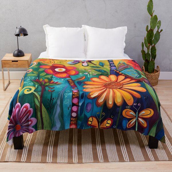 Item preview, Acrylic painting of colorful butterflies and flowers designed and sold by dcrc.
