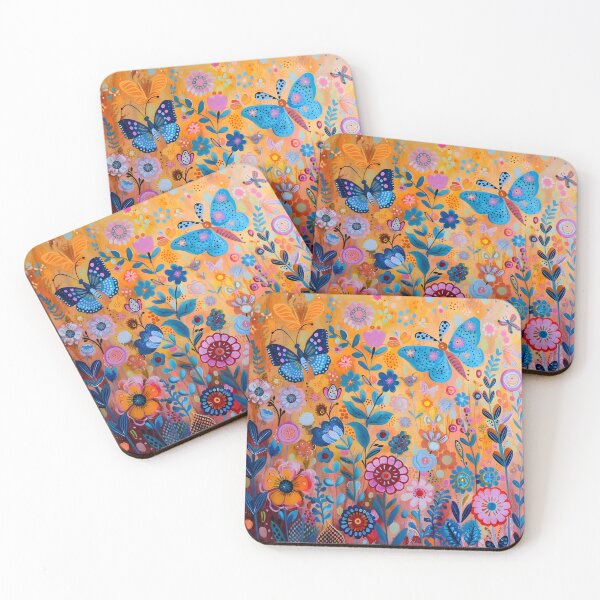 Artikelvorschau, Acrylgemälde mit bunten Schmetterlingen und Blumen entworfen und verkauft von dcrc.