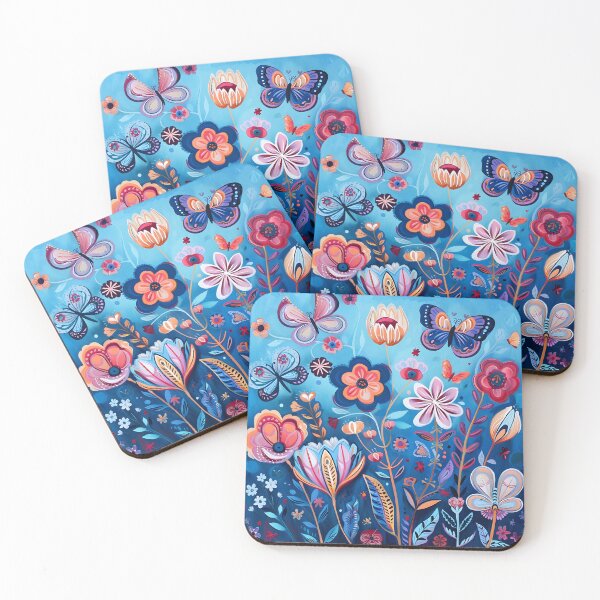 Artikelvorschau, Acrylgemälde mit bunten Schmetterlingen und Blumen entworfen und verkauft von dcrc.