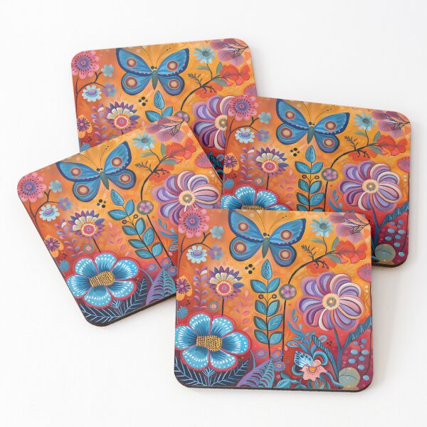 Artikelvorschau, Acrylgemälde mit bunten Schmetterlingen und Blumen entworfen und verkauft von dcrc.