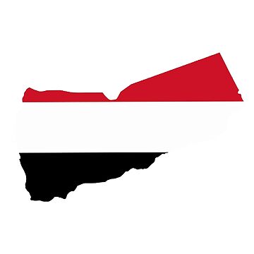 Artwork thumbnail, Map of Yemen with flag by Red Poppy Prints