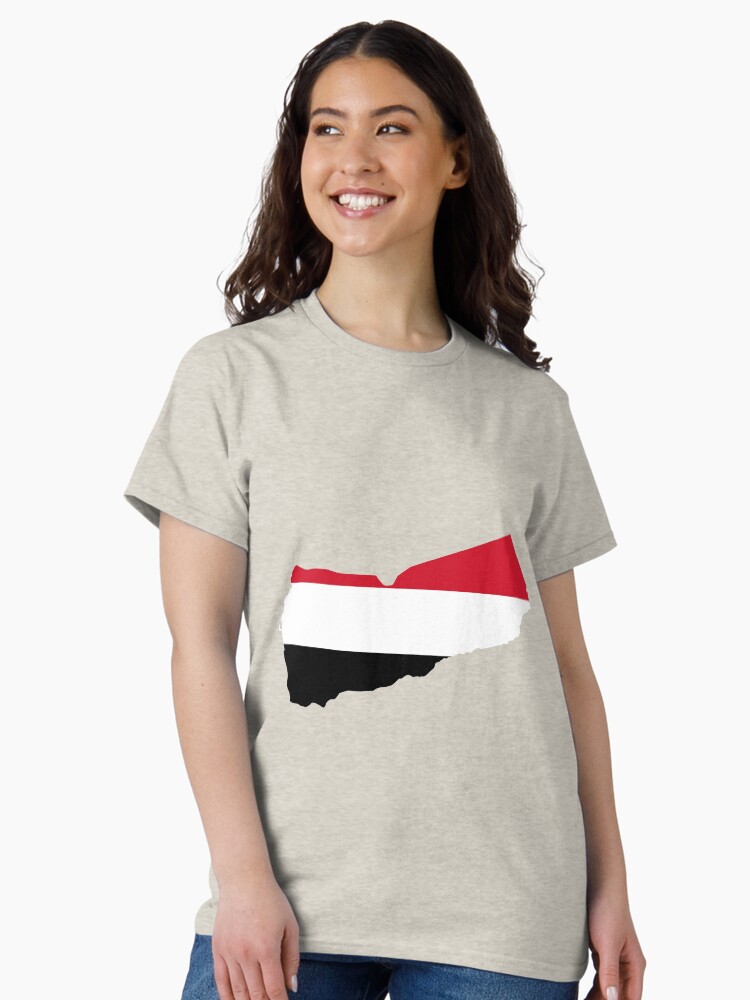Thumbnail 2 of 7, Classic T-Shirt, Map of Yemen with flag designed and sold by ZaynahJArt.