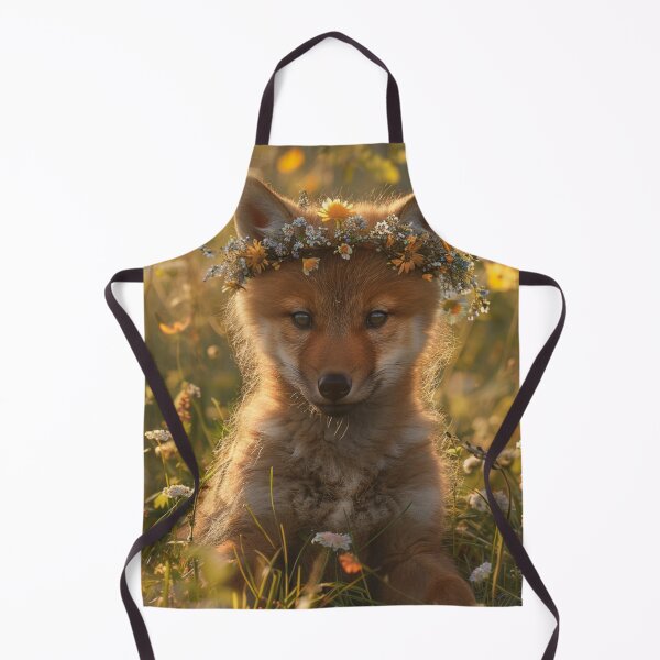 Item preview, Cute baby wolf wearing a flower wreath designed and sold by sereneprint.