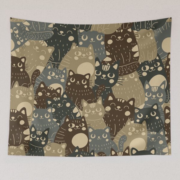 Item preview, Khaki pattern consisting of cats designed and sold by Yulia Sherstiuk.