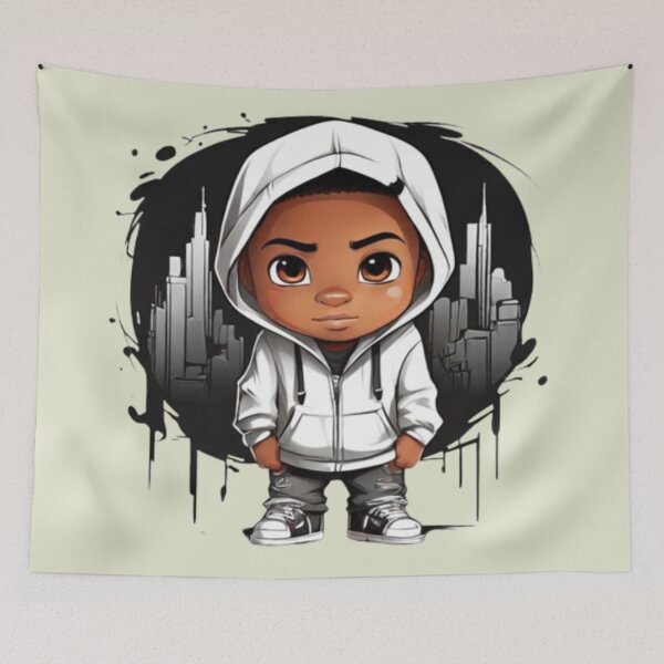Item preview, Urban Dreams: Chibi Black Boy in Graffiti World designed and sold by AdesignTEE.