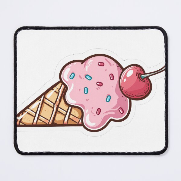 Item preview, A pink ice cream cone with a cherry on top illustrated in a delicious style. designed and sold by rajeshbac.