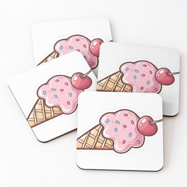 Item preview, A pink ice cream cone with a cherry on top illustrated in a delicious style. designed and sold by rajeshbac.