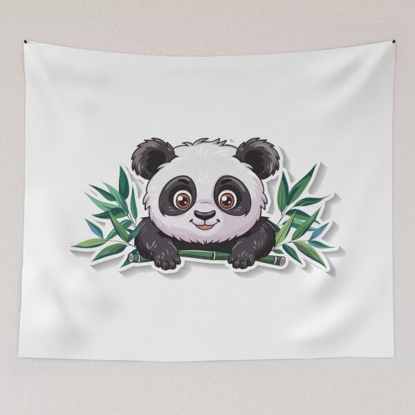 Item preview, A playful and cute illustrated panda surrounded by green leave designed and sold by rajeshbac.
